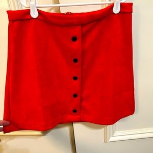 Orange suede-like mini skirt